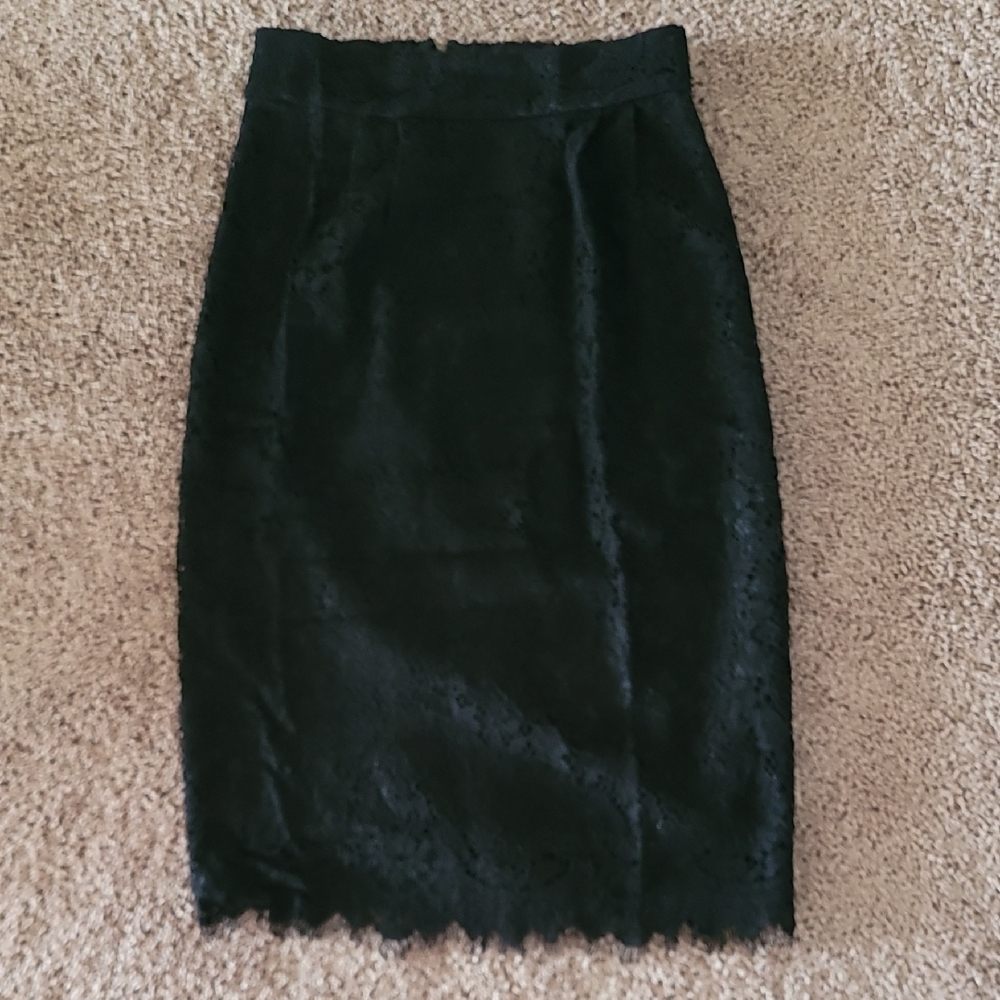 J. Crew Black Lace Pencil Skirt